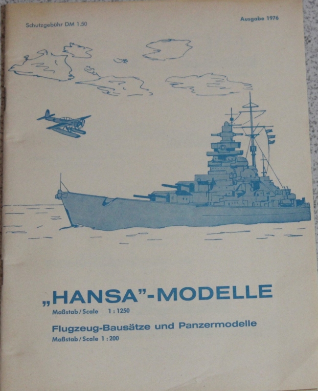 1976 Catalogue (1 p.)  Hansa Schowanek Shipmodels 1:1250